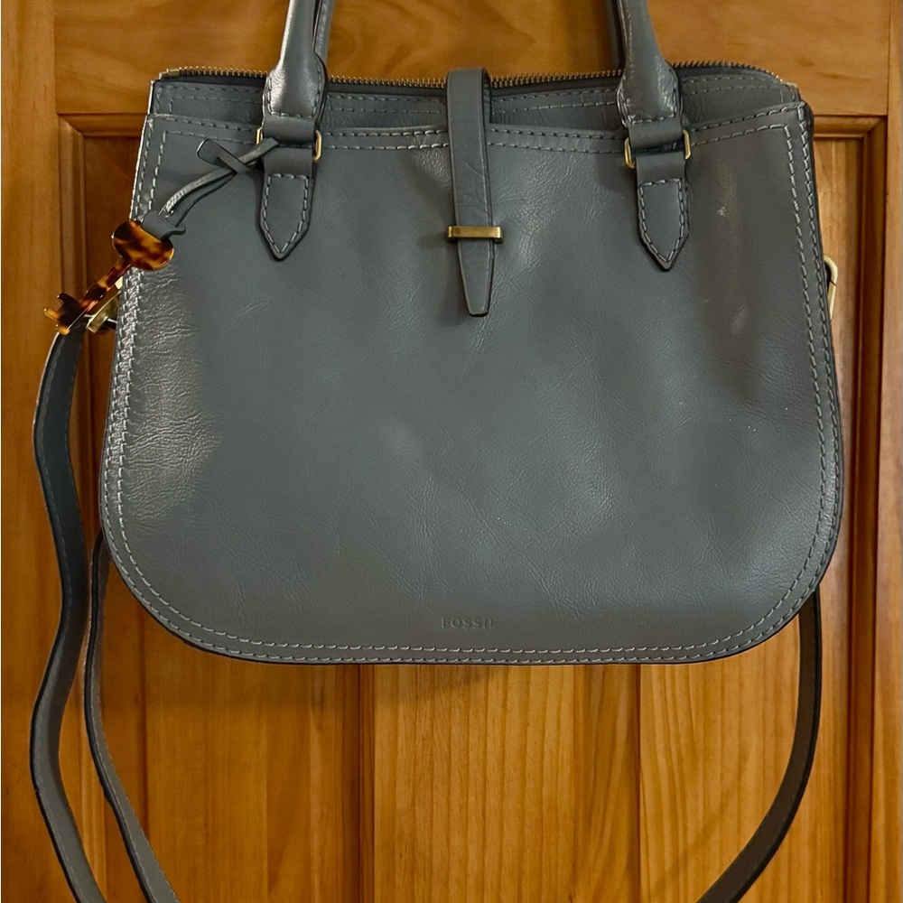 Fossil Blue Shoulder Bag with Adjustable Strap